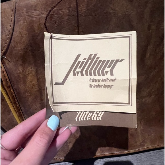 Vintage Brown Leather Jetliner suitcases with original tags! - Picture 2 of 7